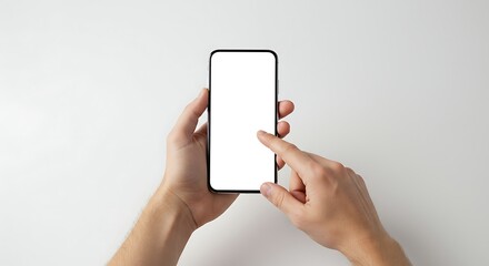 Male Hands Handling Smartphone with Blank Screen for App Mockup Usage