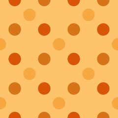 A seamless pattern features evenly spaced, warm-toned circles on a soft peach background, creating a classic polka dot design. The circles vary slightly in shade, providing a subtle contrast.