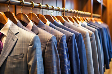 Obraz premium Row of suit coats in tailor's store