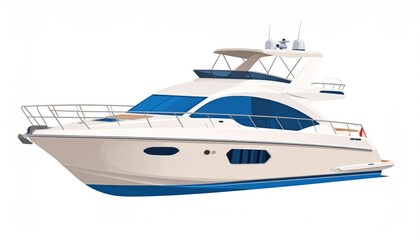 Luxurious motor yacht illustration sailing towards summer adventures and leisure