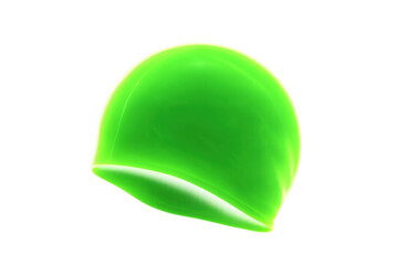 Fototapeta premium Green latex or silicone swim cap, floating on a transparent background, perfect for athletes and recreational swimmers