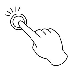 ボタンを押す右手の線画イラスト素材