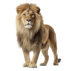 Obraz premium Png of Majestic male lion standing confidently, showcasing its impressive mane and strong physique.
