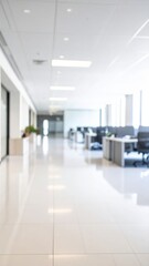 Obraz premium Bright and minimalist workspace featuring pristine office environment, indoors