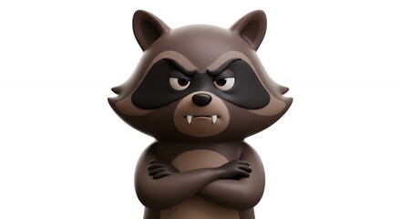 Naklejka premium Angry cartoon raccoon character illustration