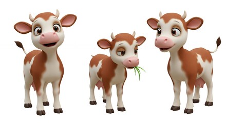 Obraz premium Cartoon cows illustration set