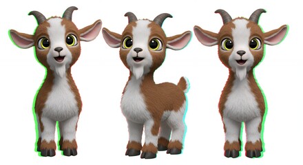 Cartoon goats isolated on white background