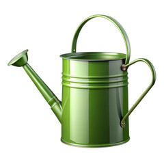 Vintage green metal watering can isolated on transparent background