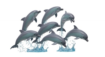 Fototapeta premium Dolphins leaping in water splash