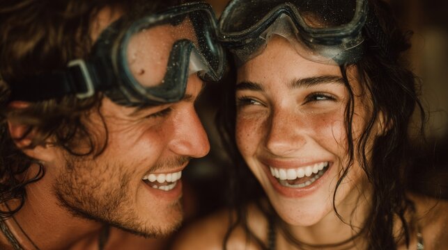 Happy Couple Laughing Close Up Portrait