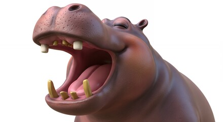 Naklejka premium Hippopotamus open mouth portrait