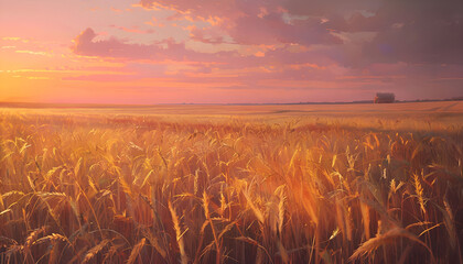 wheat field at sunset