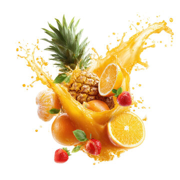 Vibrant fruit explosion in juice