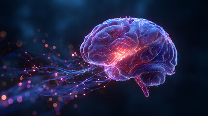 Fototapeta premium Illuminating the Neural Network A Vibrant Depiction of Brain Activity and Cognitive Processes