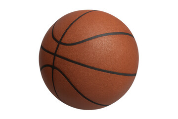 Photorealistic 3d rendering of a basketball ball rotating, isolated on a transparent background