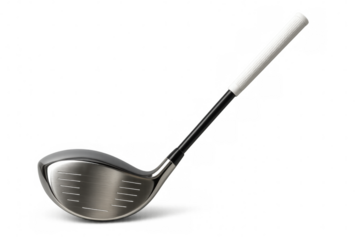 Golf club driver positioned against transparent backdrop, highlighting professional sports gear for precise golfing performance