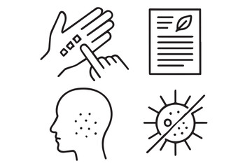 Skin Care and Health Treatment Symbols for Acne and Allergies, Medical Prescription, Skin Care Drops, and Patch Testing, facial makeup skincare cosmetics Background