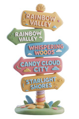 Colorful Directional Signs Indicating Multiple Routes and Options