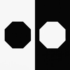 Line Tracing Worksheet - Solid Octagon Shape Black and White Contrast for Kids