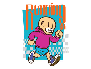 doodle pop art running background vector design
