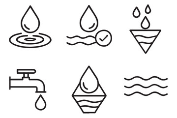 Essential Water Icons Water Drop, Flow, Filtration, and Purification Process for Clean and Hydrated Skin, Water Quality in Skincare, facial makeup skincare cosmetics Background