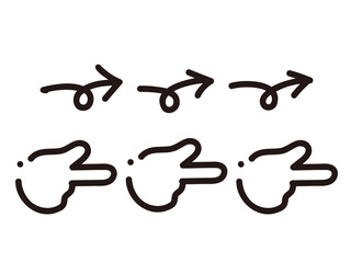 Cute Hand Drawn Arrows and Pointing Hands Icon Set