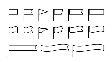 旗　シンプル　線画　セット　黒　ベクター
