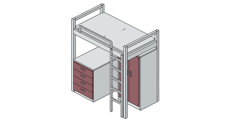 Loft bed with storage and ladder dorm room furniture