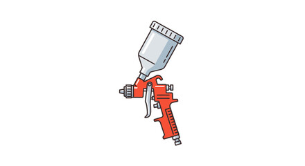 Fototapeta premium Vector Illustration Depicting a Red Airbrush Spray Gun Isolated on a Clean White Background, Showing Tools for Automotive Refinishing and Art Projects
