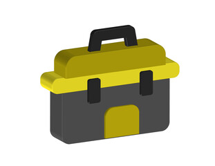 Simple 3D illustration of a toolbox icon. Transparent background. PNG format.