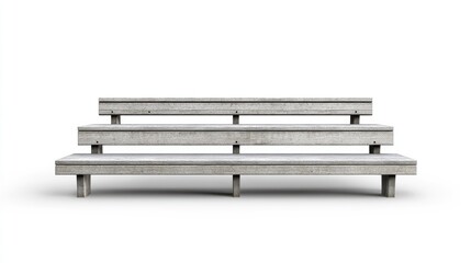 Modern outdoor stadium bleachers side view transparent bleachers seating arrangement isolated on white background
