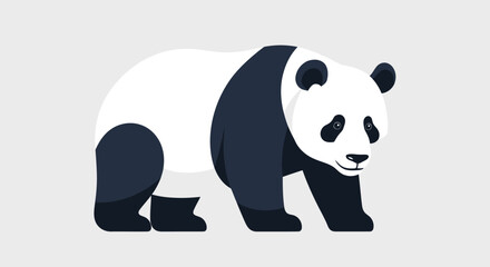 Naklejka premium Stylized panda bear illustration with monochrome colors and a minimalist design style