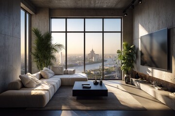 Luxury Penthouse Apartment with Panoramic City View at Sunrise