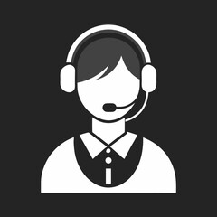 Stylized icon of a customer service representative wearing a headset and collar shirt