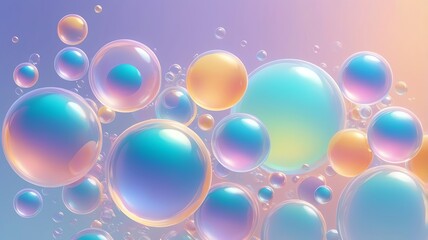 Colorful Abstract Bubbles Floating with Iridescent Sheen and Gentle Gradient