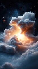 Ethereal Cloudscape with Glowing Light