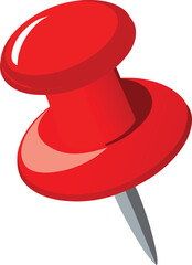 Bright red pushpin vector illustration