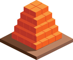 Isometric stacked bricks construction element