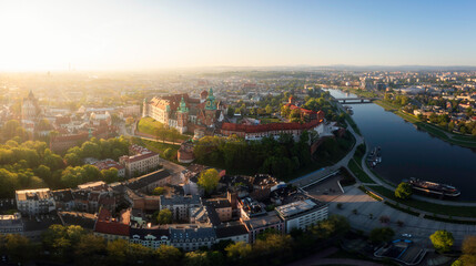 Fototapeta premium Soft lighted Wawel Castle at summer sunrise, Krakow, Poland