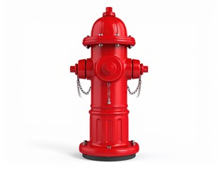 Fototapeta premium Bright Red Hydrant Shining in Isolated Serenity against a Pure White Canvas