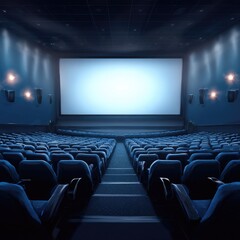 Fototapeta premium Empty movie theater interior, large screen