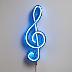 Obraz premium Neon blue treble clef