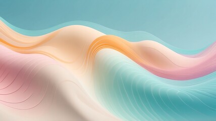 Abstract Wavy Pastel Background with Smooth Lines and Gradient Colors