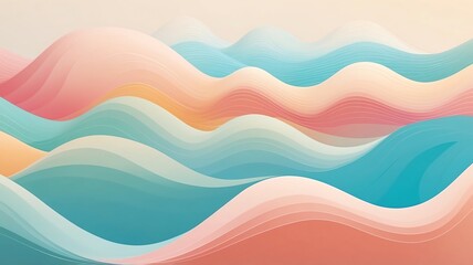 Abstract Waves Pastel Colored Minimalist Graphic Design Background Template