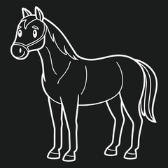 Obraz premium White horse outline on black equine animal