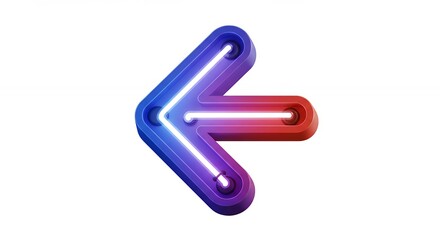 Neon gradient left arrow icon
