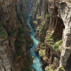 A stunning deep gorge created by a meandering river, showcasing nature's power.