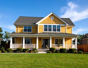 Charming yellow house with front porch
