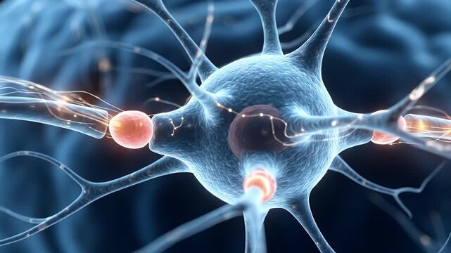 AI-powered glowing synapse cross-section showing deoxyribonucleic acid-based neural impulse flow