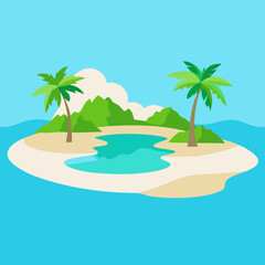 Obraz premium Tropical island paradise with palm trees and lagoon